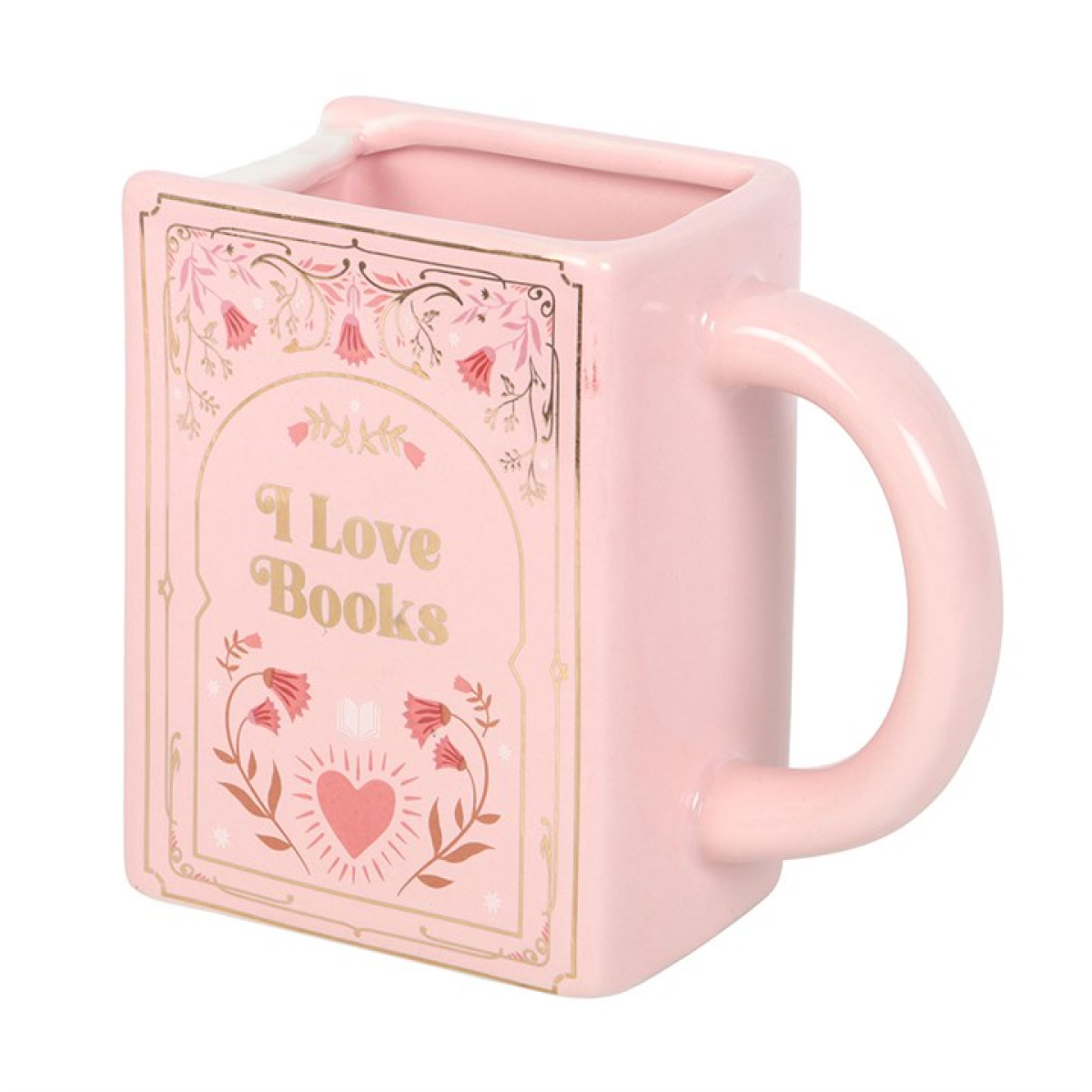 I Love Books Pink Book Shaped Mug