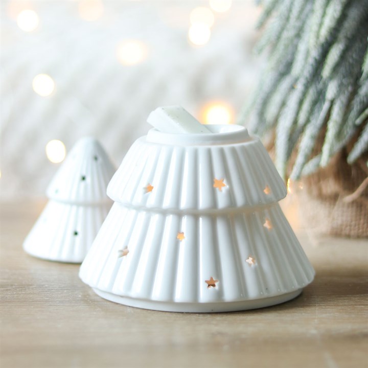 *White Christmas Tree Ceramic Oil Burner (6/24)